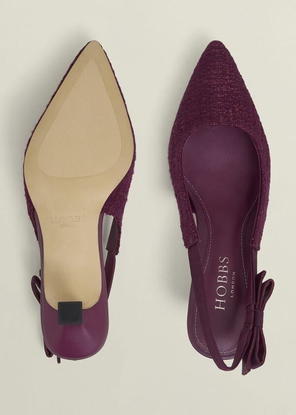 Hobbs Safia Tweed Slingbacks Warm Plum