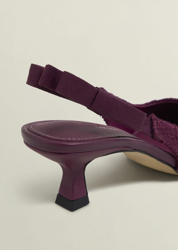 Hobbs Safia Tweed Slingbacks Warm Plum