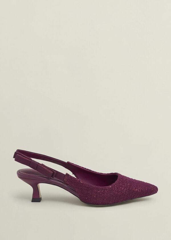 hobbs Safia Tweed Slingbacks Warm Plum