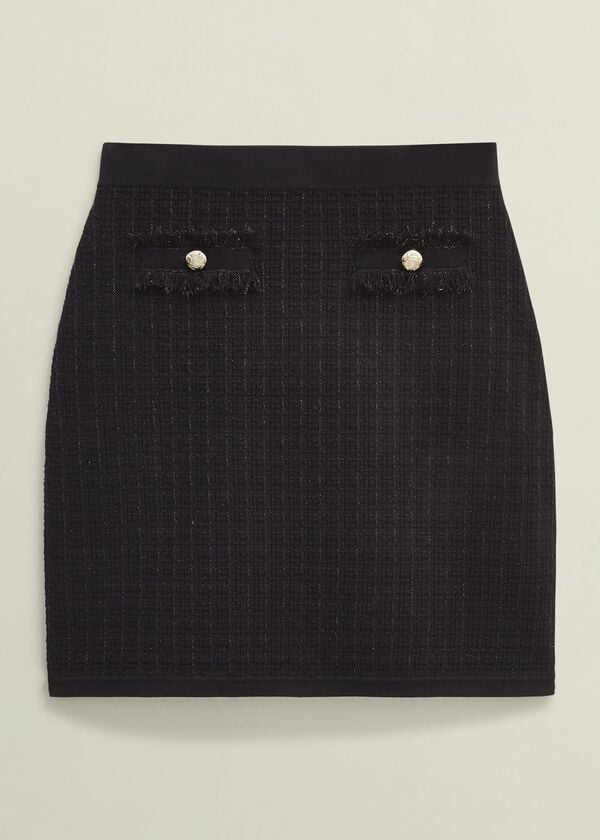 Hobbs Sairey Sparkle Knitted Skirt Black