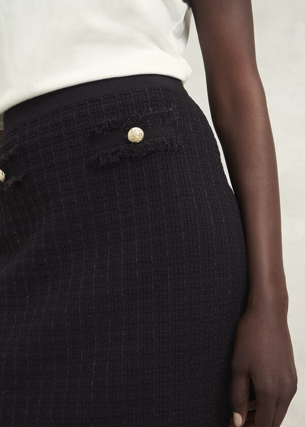 Hobbs Sairey Sparkle Knitted Skirt Black