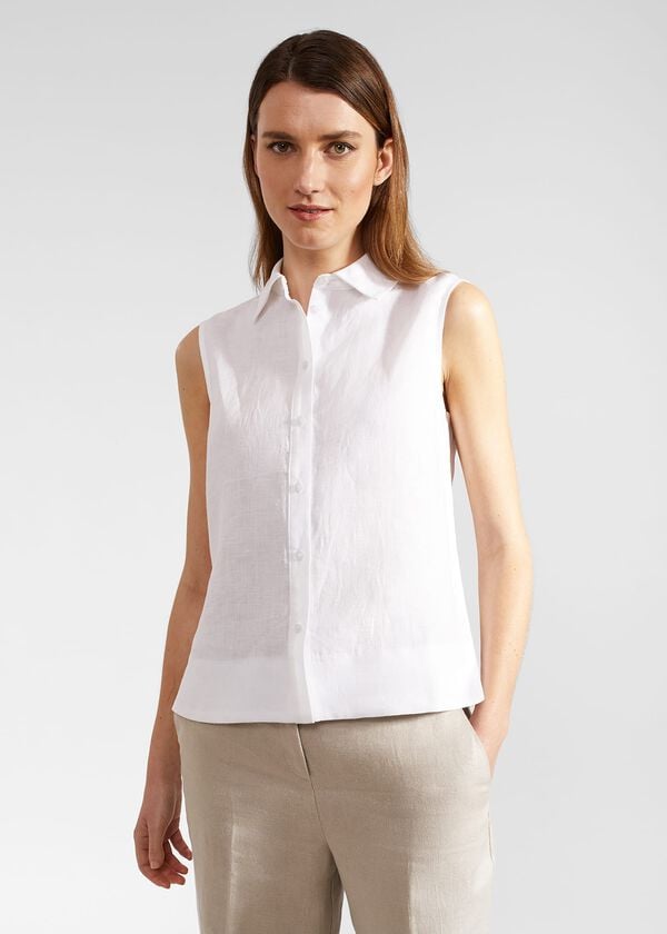 hobbs Salem Linen Top White