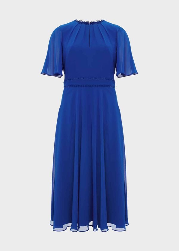 Hobbs Samara Fit And Flare Dress Lapis Blue