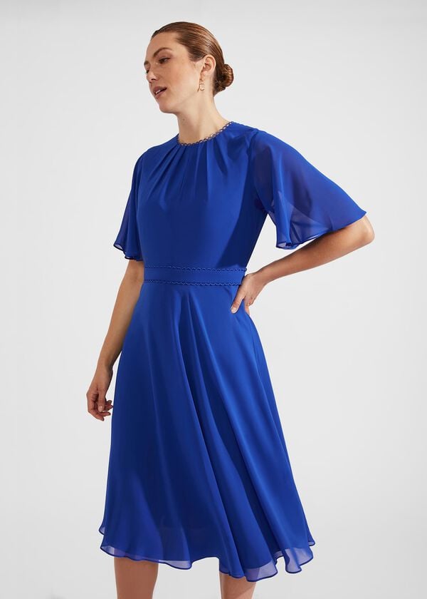 Hobbs Samara Fit And Flare Dress Lapis Blue
