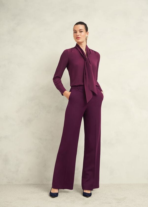 hobbs Sami Wide Trousers Warm Plum