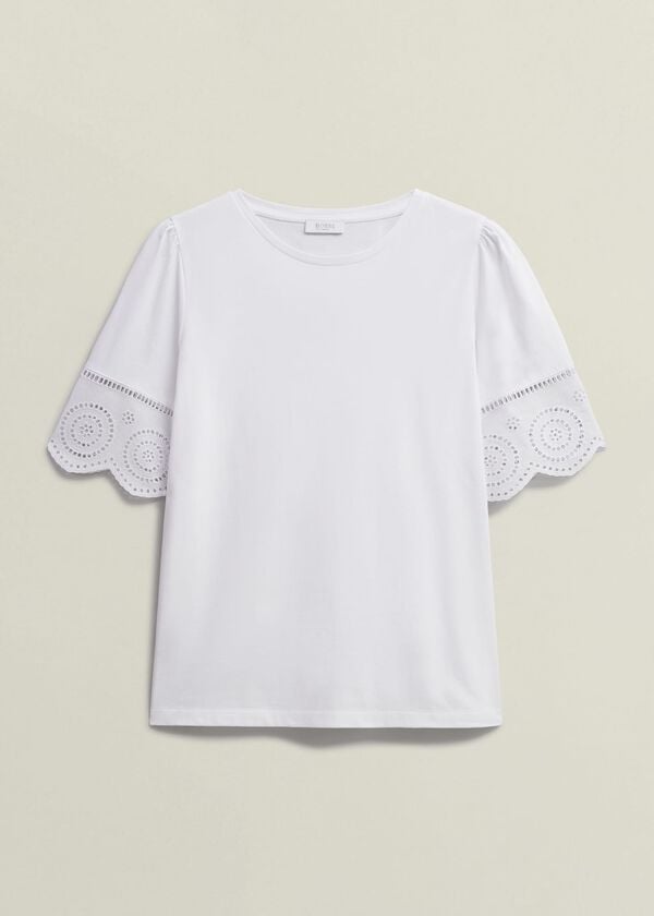Hobbs Sandra Cotton Broderie Top Hobbs White