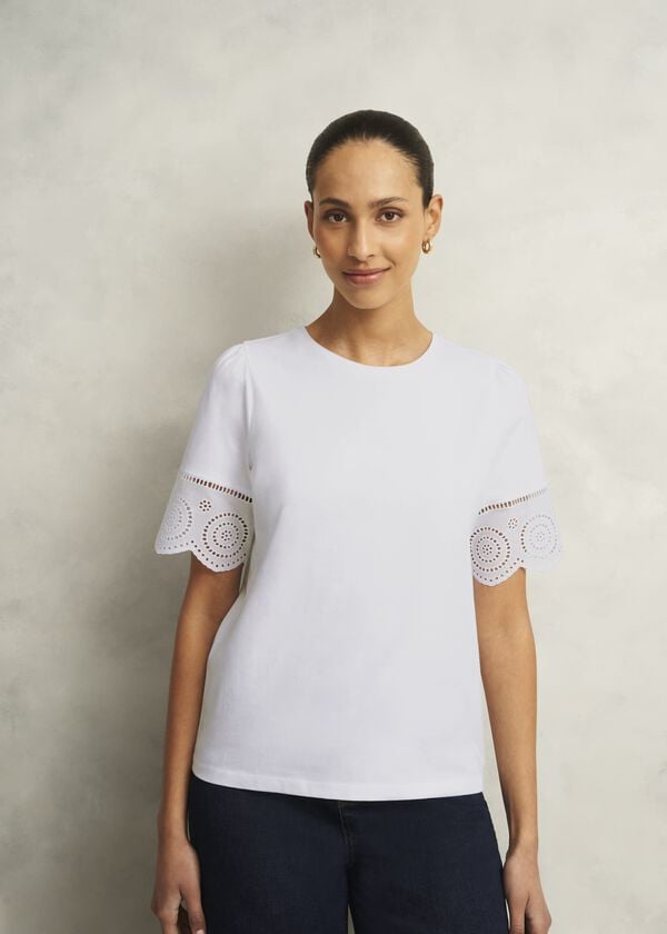 hobbs Sandra Cotton Broderie Top Hobbs White