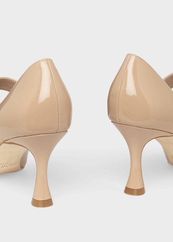 Hobbs Sandra Patent Stiletto Court Shoes Fawn