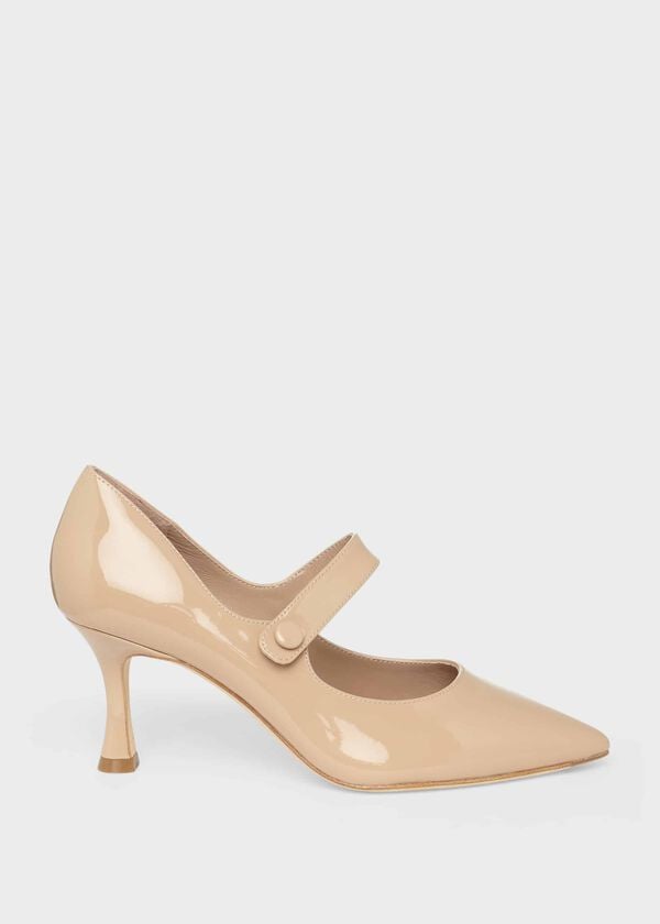 hobbs Sandra Patent Stiletto Court Shoes Fawn