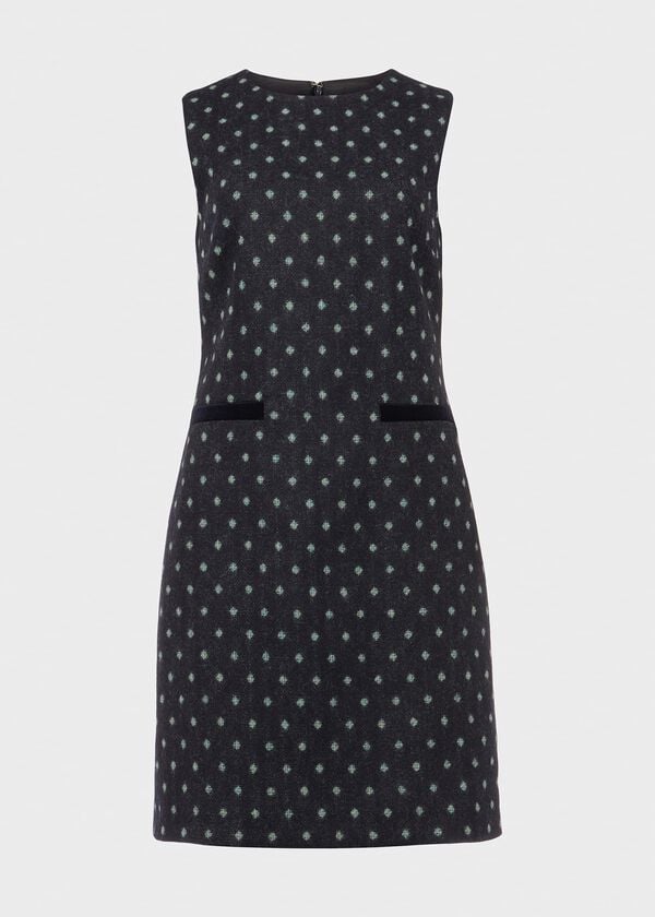 Hobbs Sarah Wool Dress Navy Green