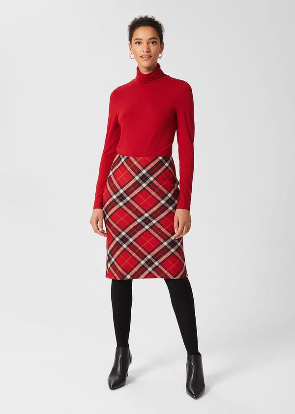 hobbs Sariah Pencil Skirt Red Multi