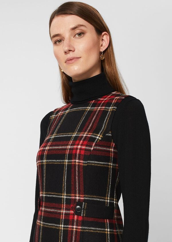 Hobbs Sariah Wool Dress Black Red