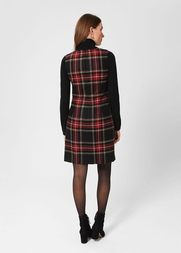 Hobbs Sariah Wool Dress Black Red