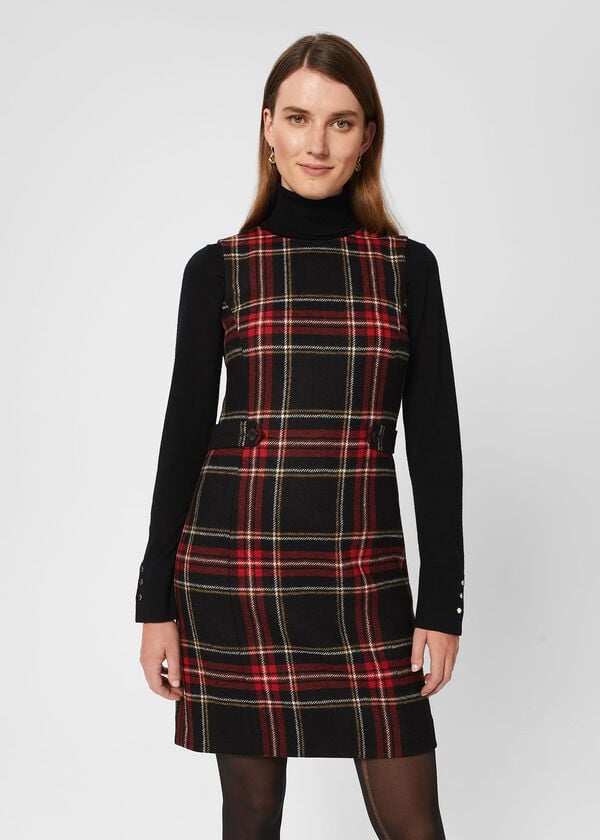 hobbs Sariah Wool Dress Black Red