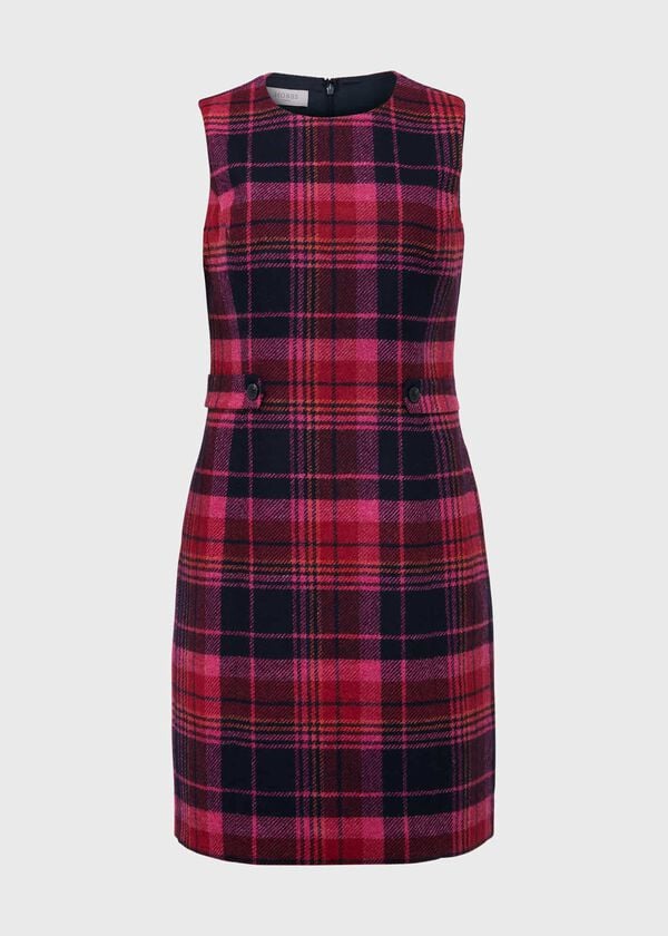 Hobbs Sariah Wool Dress Pink Navy Multi