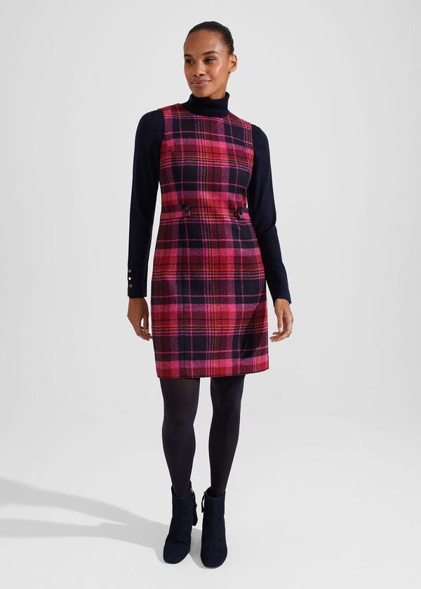 hobbs Sariah Wool Dress Pink Navy Multi
