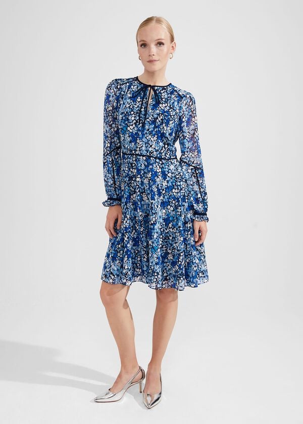 Hobbs Sasha Dress Blue Multi