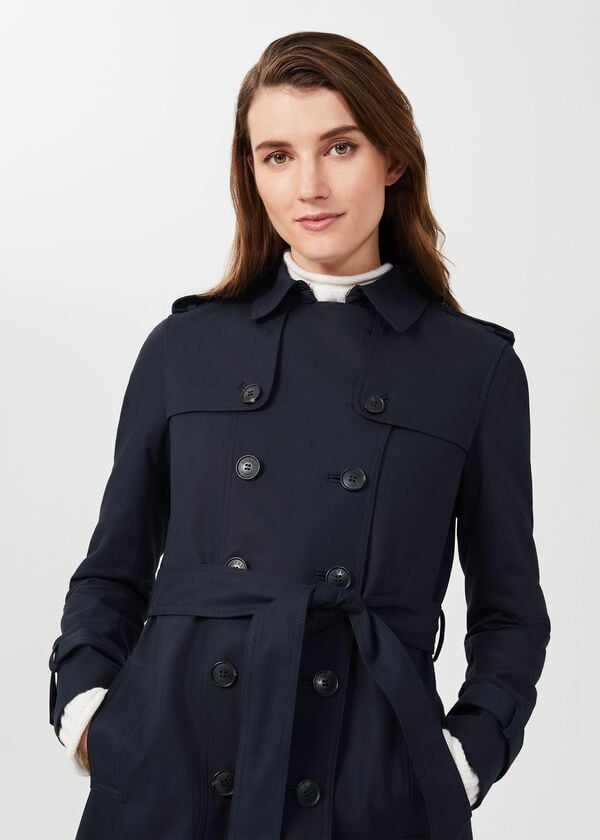 Hobbs Saskia Water Resistant Trench Coat Navy