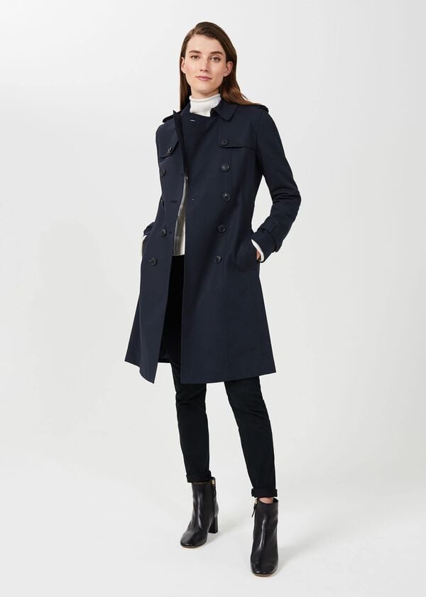 hobbs Saskia Water Resistant Trench Coat Navy