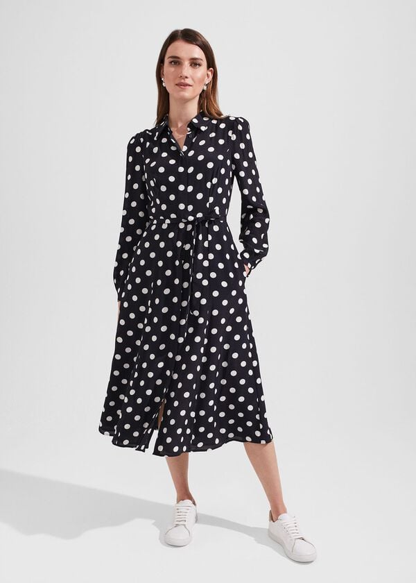 hobbs Savannah Dress Navy Ivory