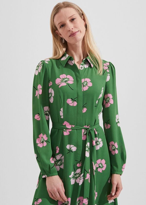 Hobbs Savannah Shirt Dress Pea Green Multi