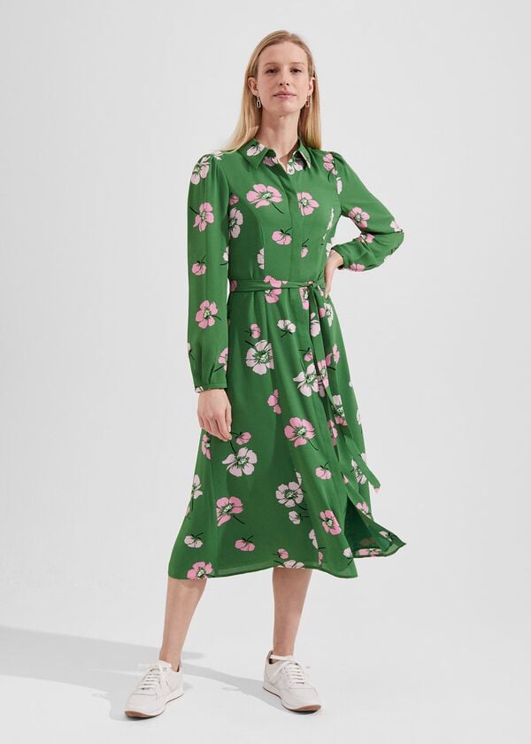 hobbs Savannah Shirt Dress Pea Green Multi
