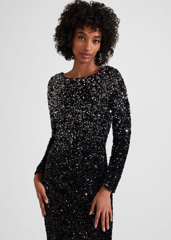 Hobbs Sawyer Sequin Dress Black