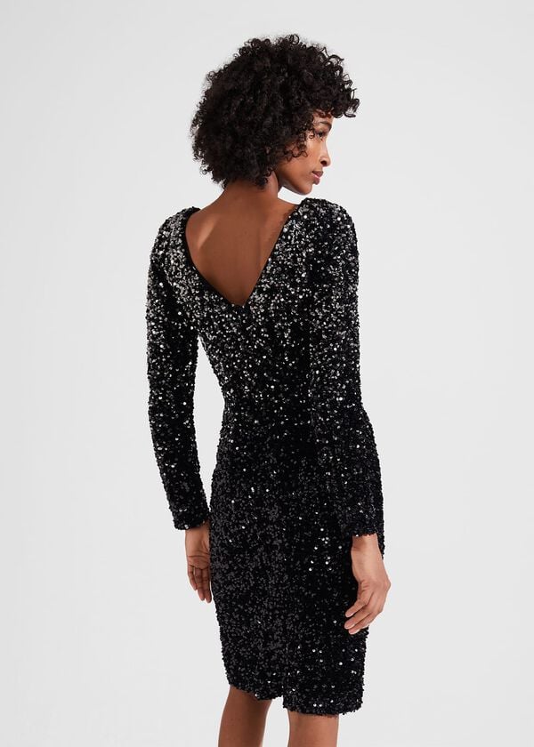 Hobbs Sawyer Sequin Dress Black