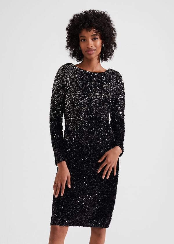 hobbs Sawyer Sequin Dress Black