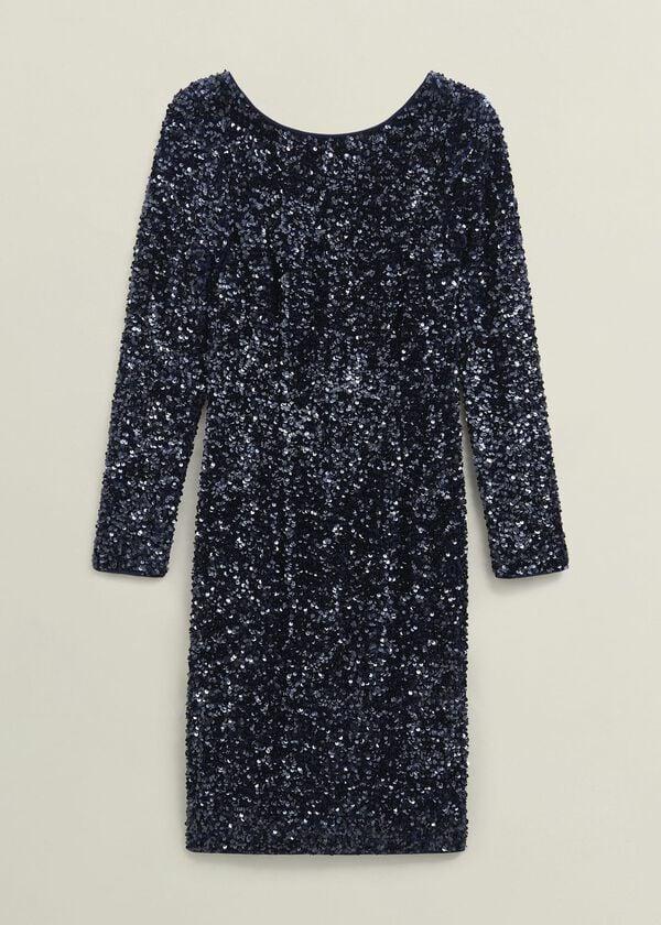 Hobbs Sawyer Sequin Dress Midnight Navy