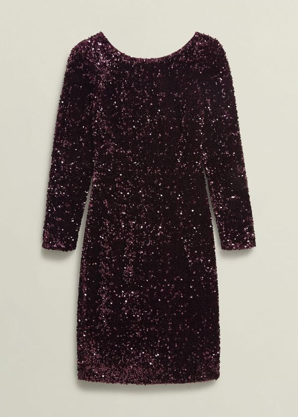 Hobbs Sawyer Sequin Dress Warm Plum