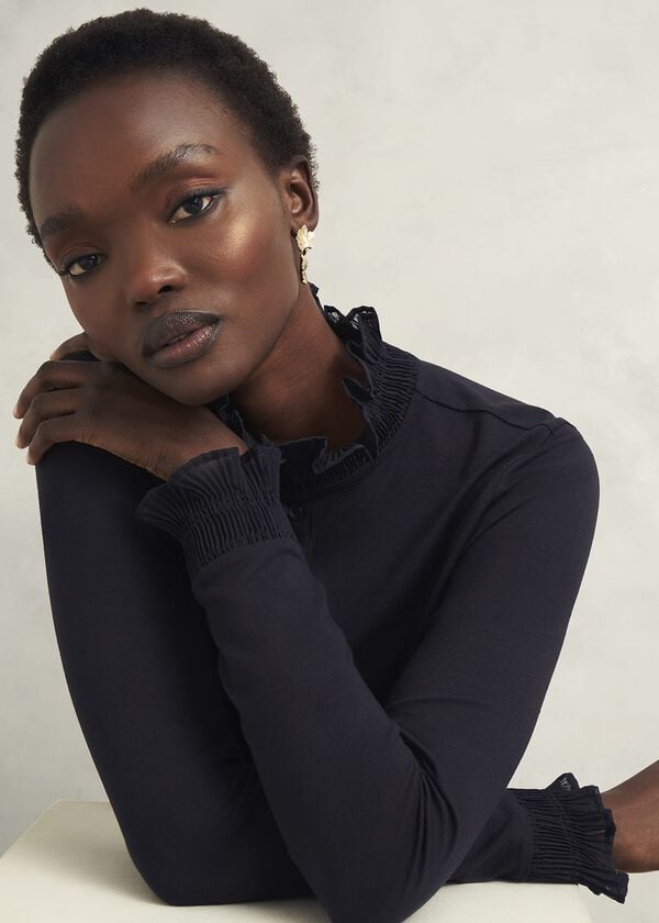 Hobbs Sera Frill Top Hobbs Navy