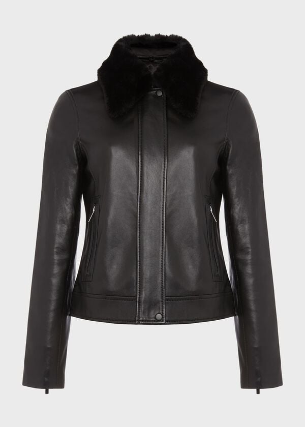 Hobbs Sera Leather Jacket Black