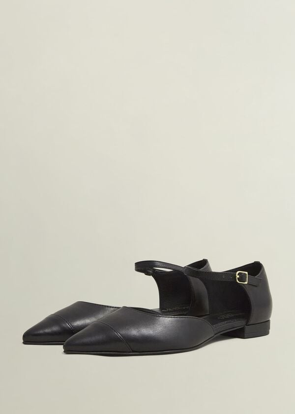 Hobbs Seren Leather Flats Black