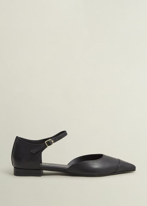 hobbs Seren Leather Flats Black