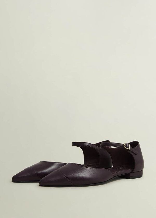 Hobbs Seren Leather Flats Malbec Purple