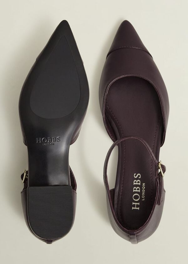 Hobbs Seren Leather Flats Malbec Purple