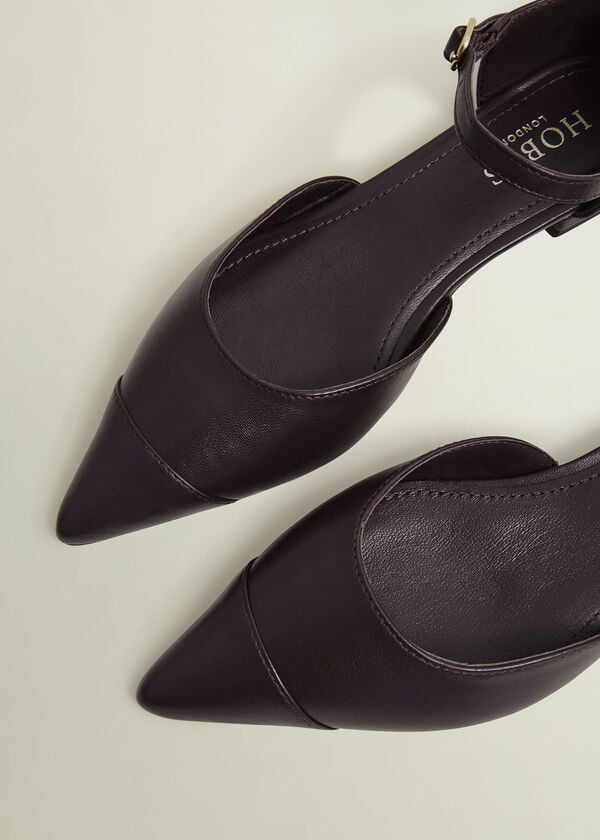 Hobbs Seren Leather Flats Malbec Purple