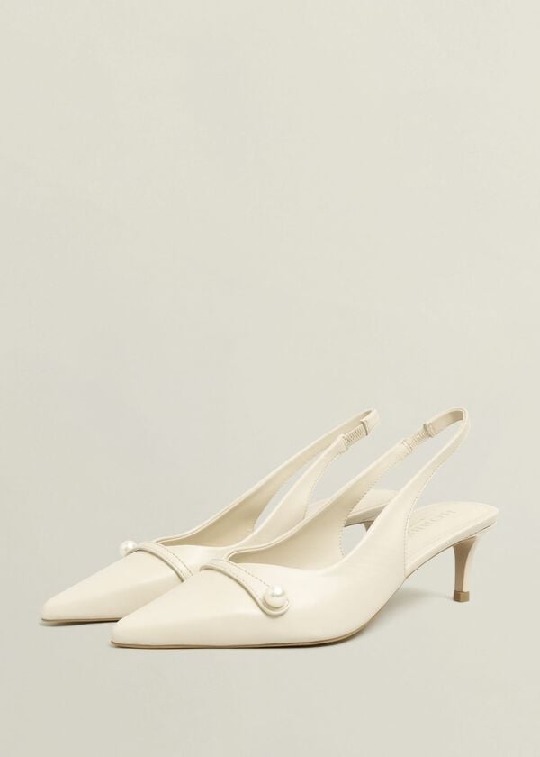 Hobbs Serena Leather Slingbacks Buttercream
