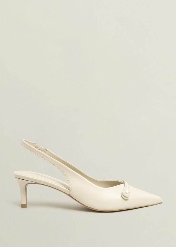 hobbs Serena Leather Slingbacks Buttercream