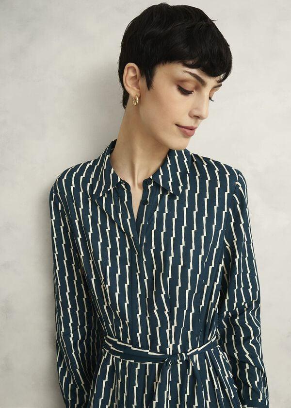 Hobbs Serpentine Shirt Dress Green Cream