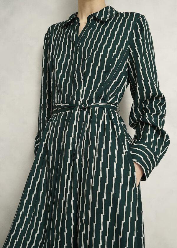 Hobbs Serpentine Shirt Dress Green Cream