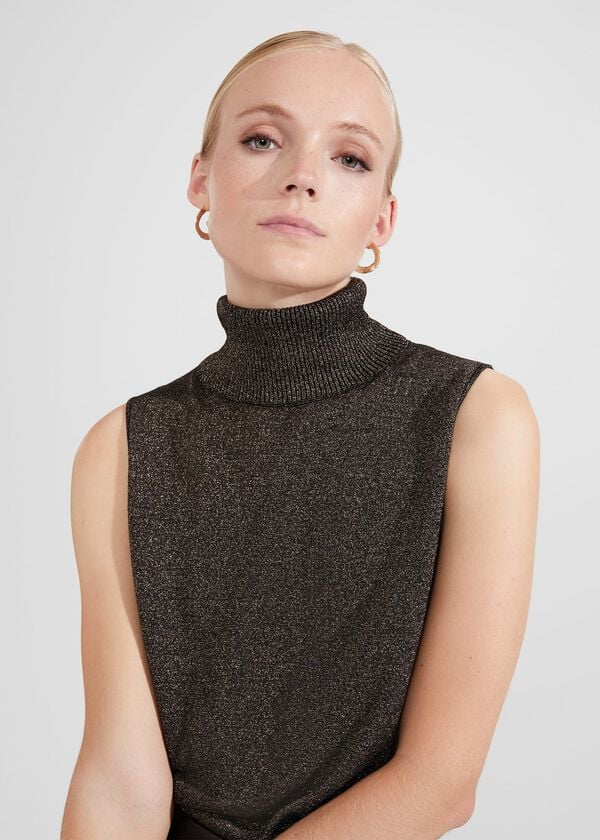 Hobbs Sherann Sparkle Knitted Top Black Gold