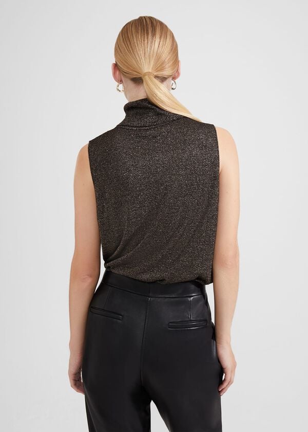 Hobbs Sherann Sparkle Knitted Top Black Gold