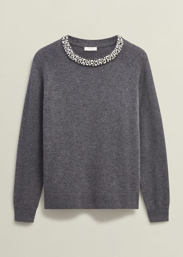 Hobbs Sherry Jumper With Cashmere Charcoal Grey