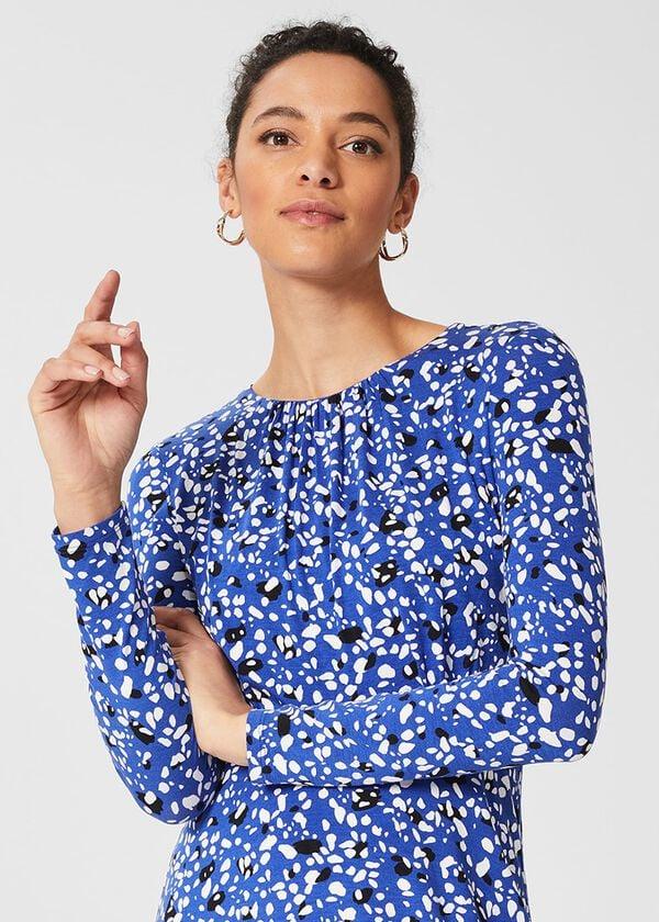 Hobbs Sian Jersey Dress Cobalt Multi