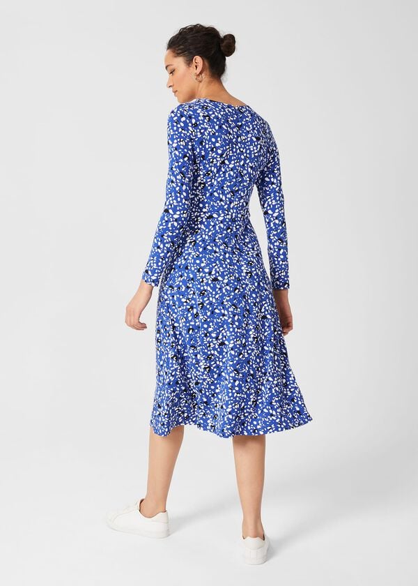 Hobbs Sian Jersey Dress Cobalt Multi