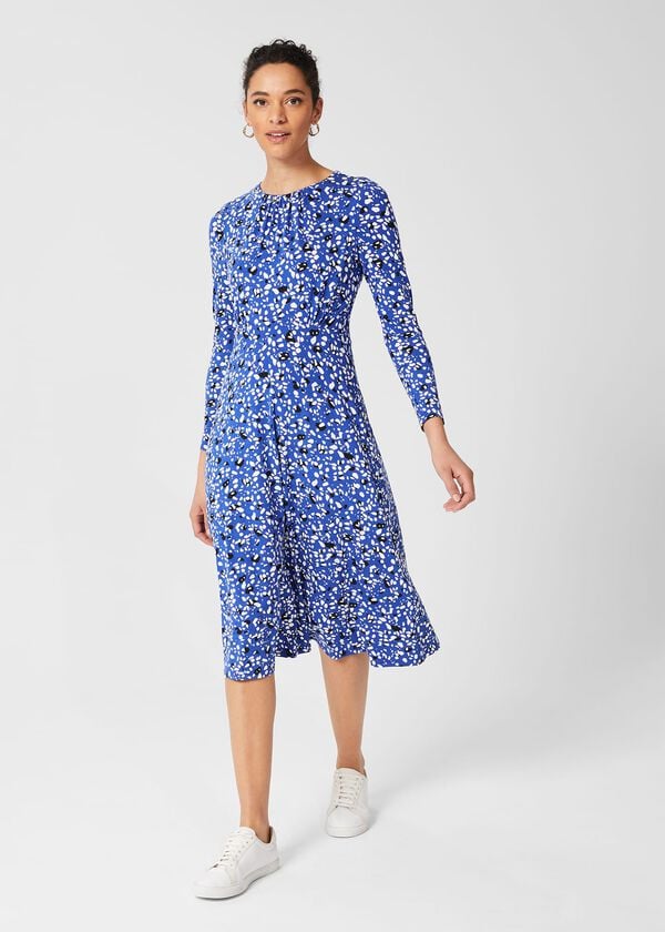 hobbs Sian Jersey Dress Cobalt Multi