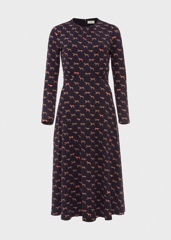 Hobbs Sian Jersey Dress Navy Multi
