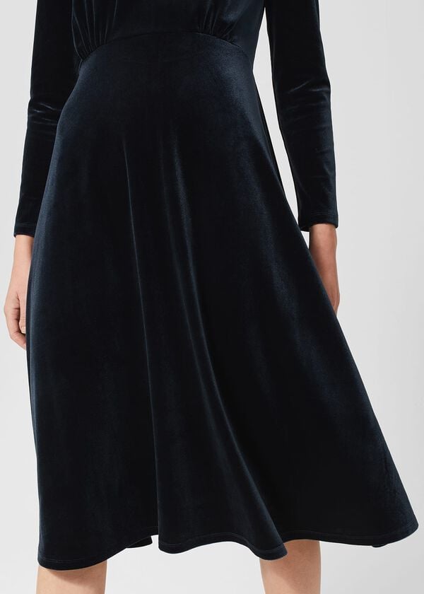 Hobbs Sian Velvet Dress Navy